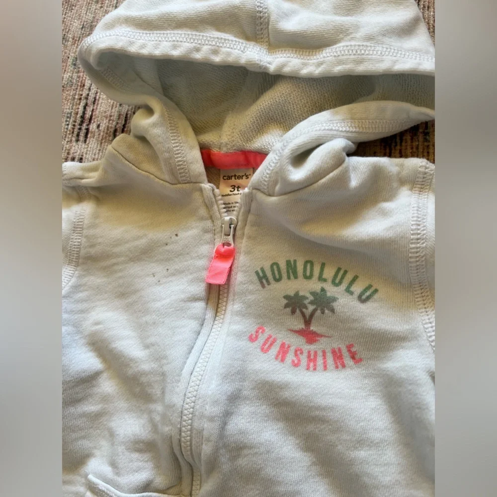 Carter's White and Pink Cozy Hooded Sweatshirt
